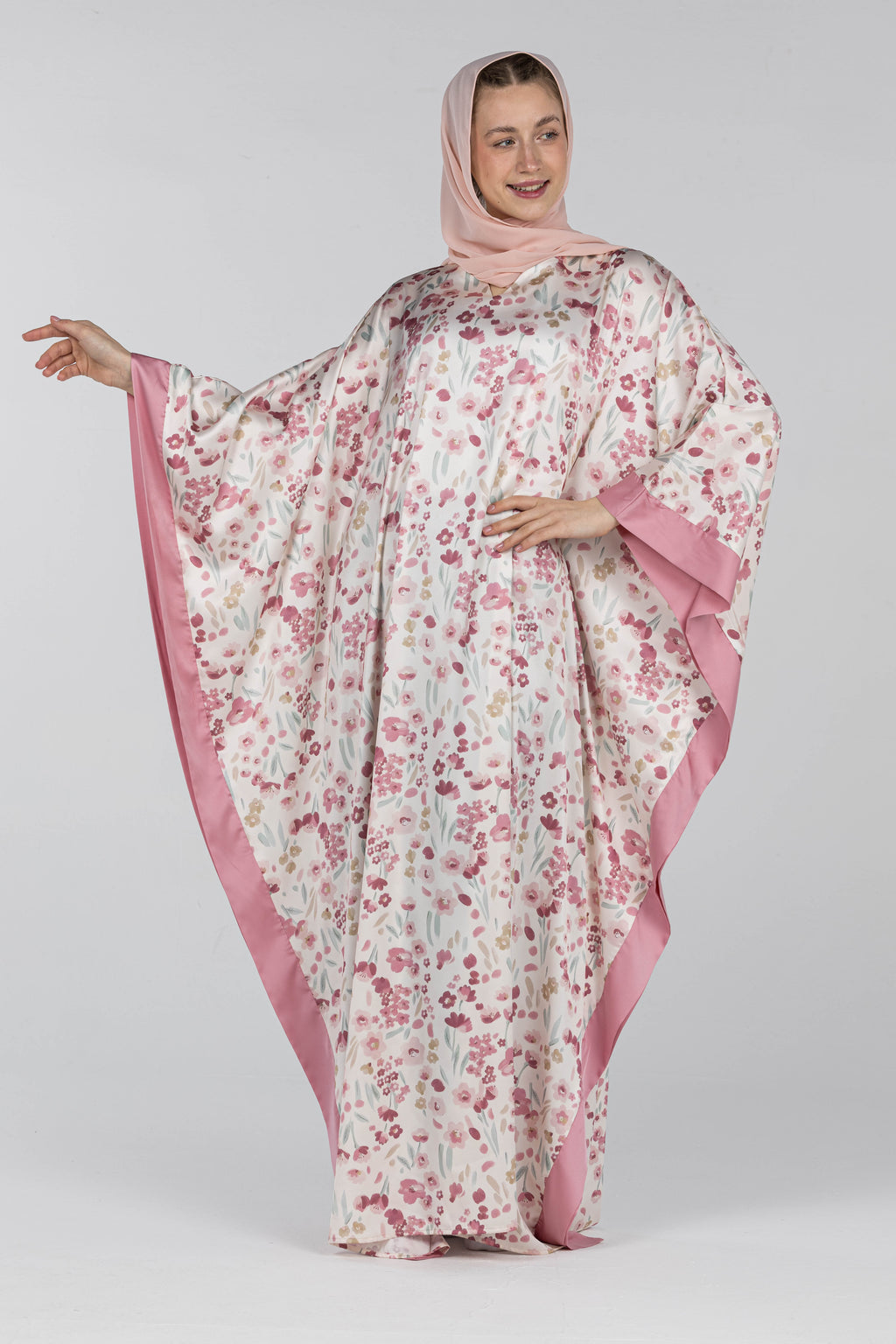 Peony Bloom | Silk Satin Abaya