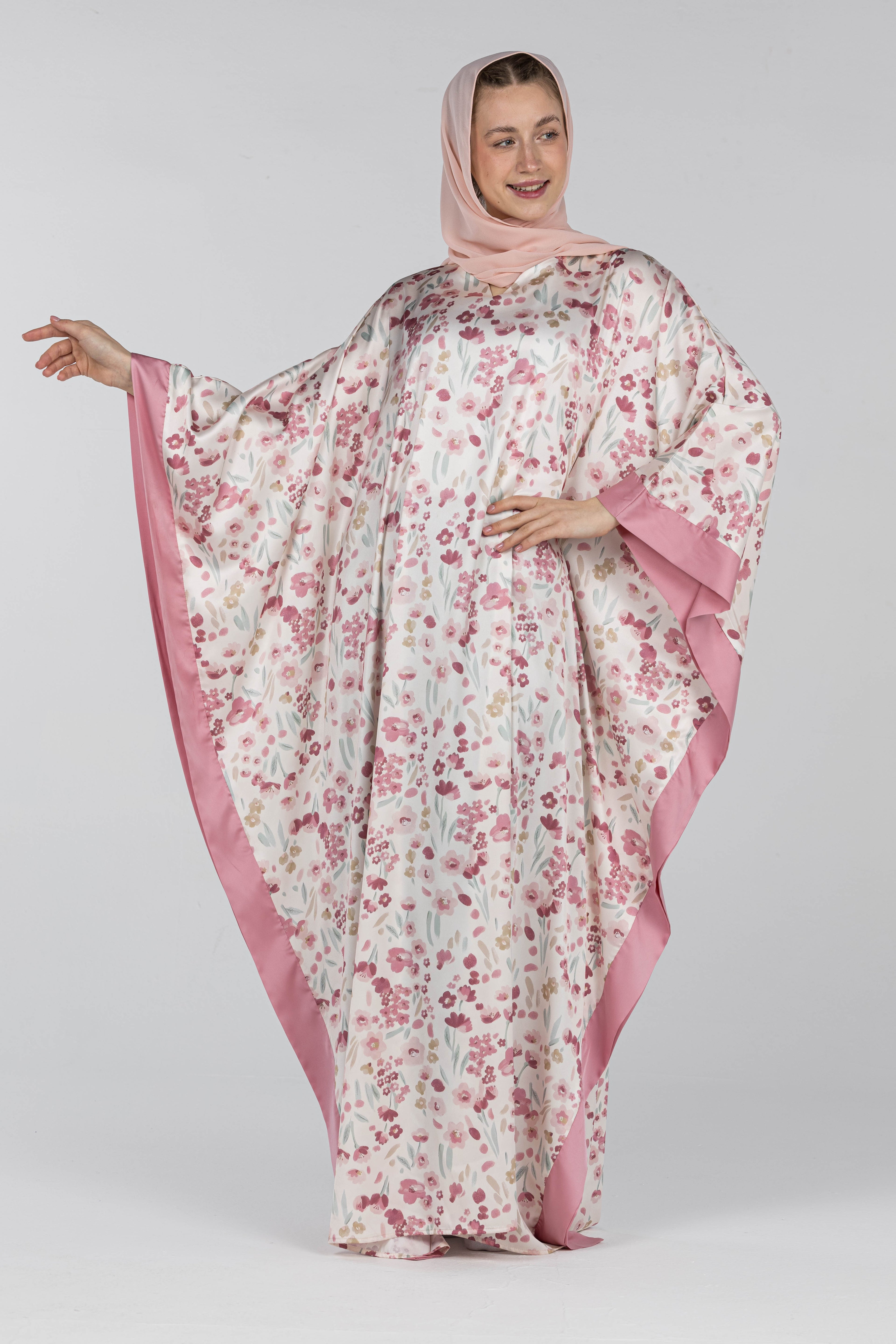 Peony Bloom | Silk Satin Abaya