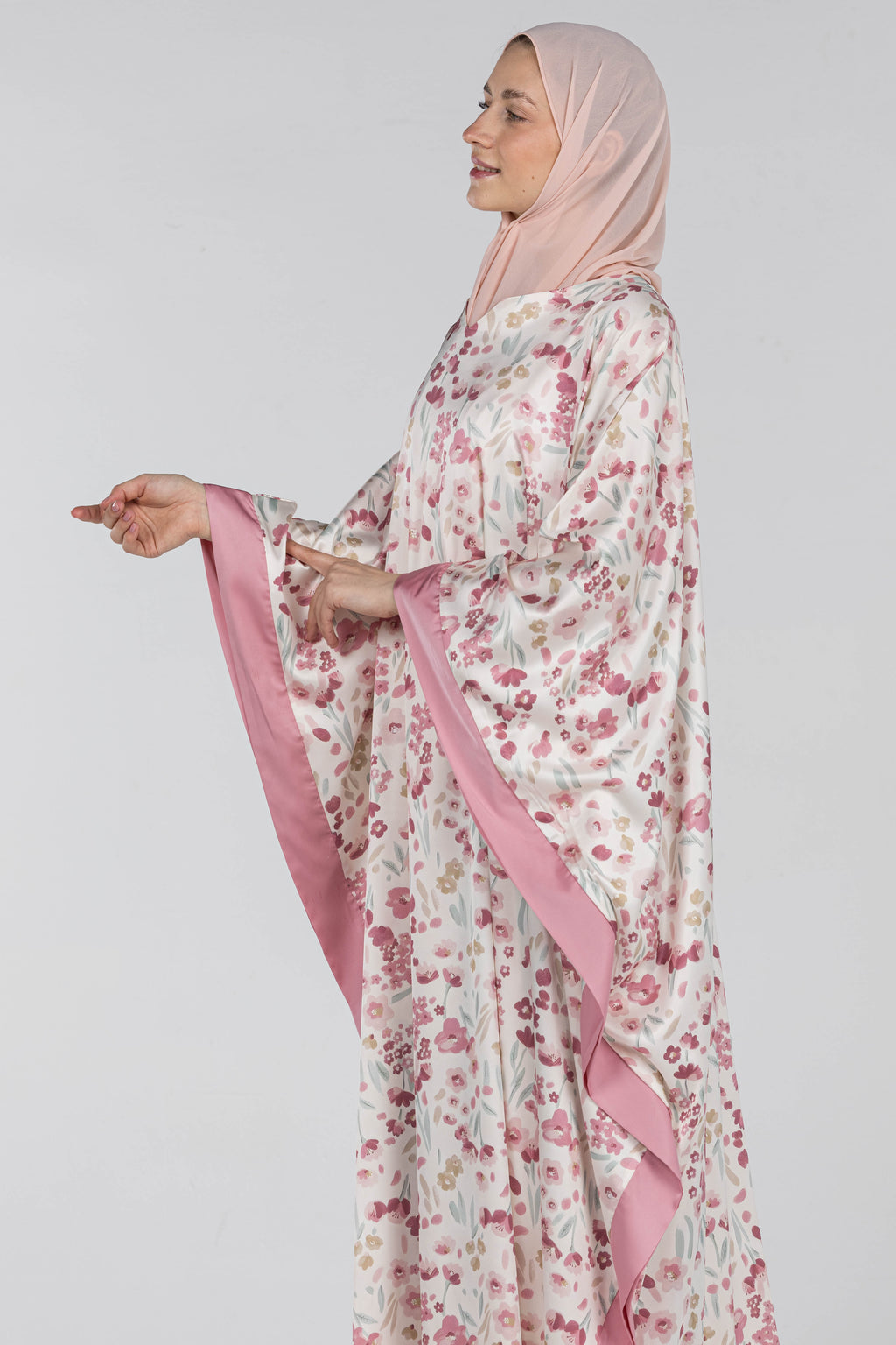 Peony Bloom | Silk Satin Abaya