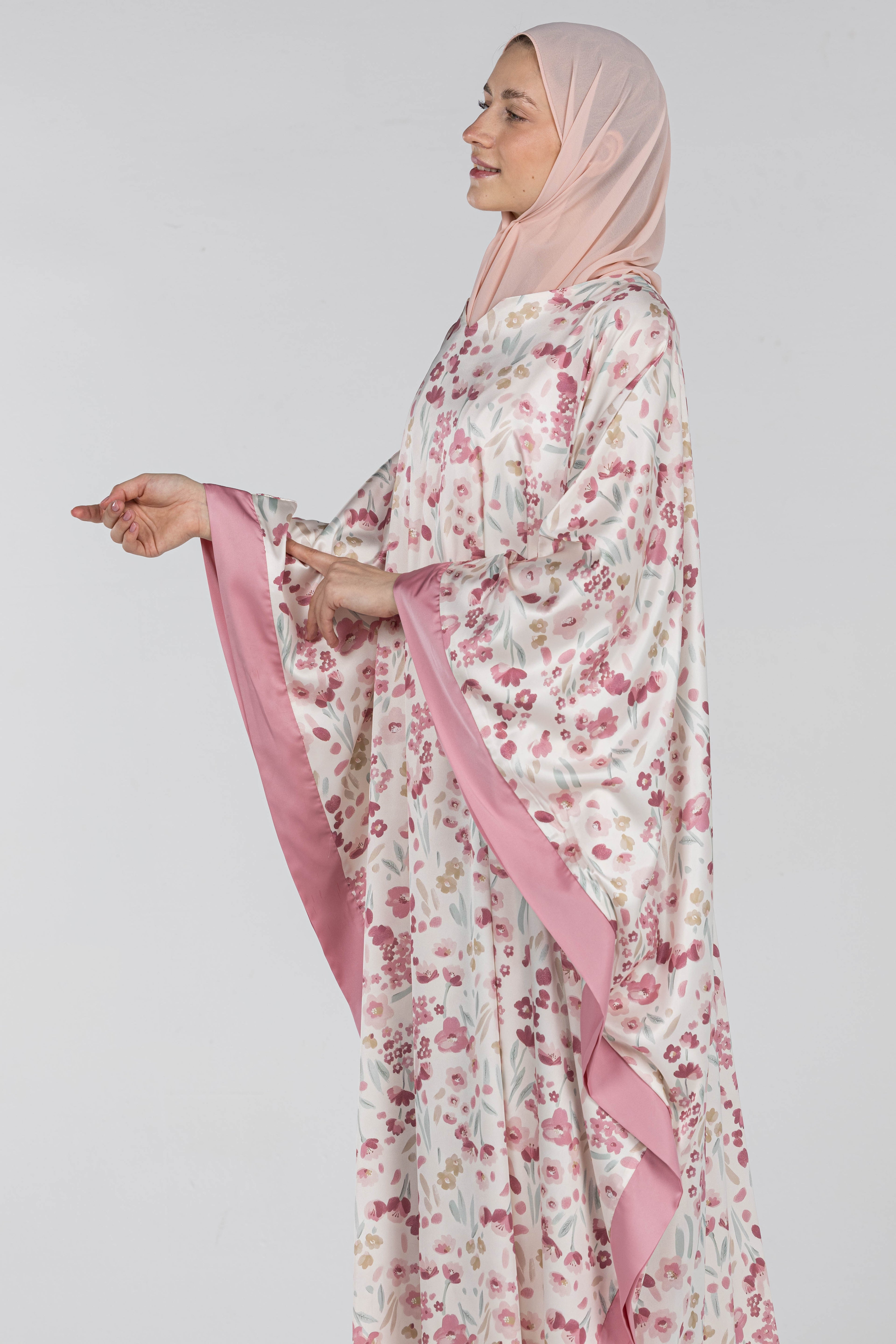 Peony Bloom | Silk Satin Abaya