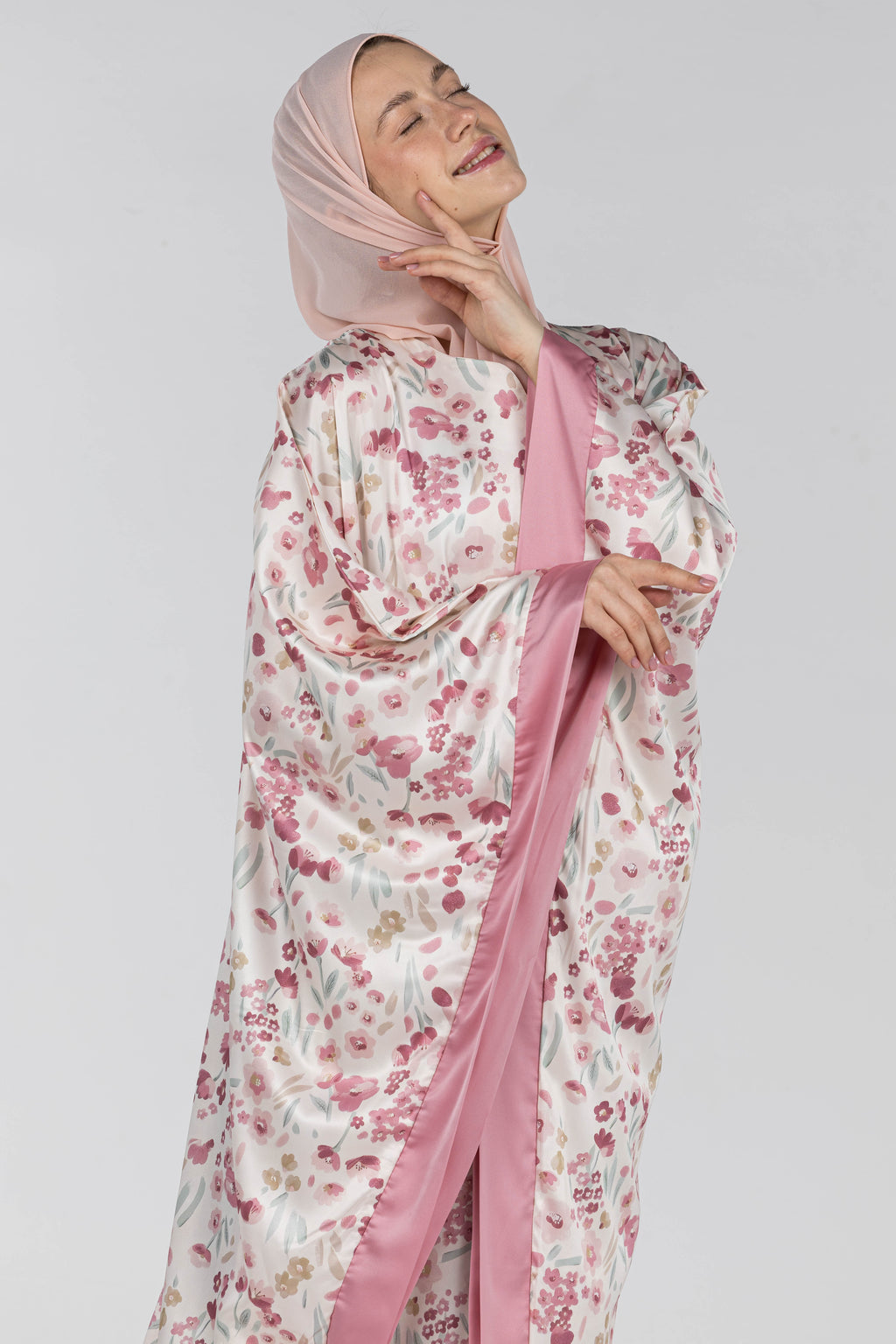 Peony Bloom | Silk Satin Abaya