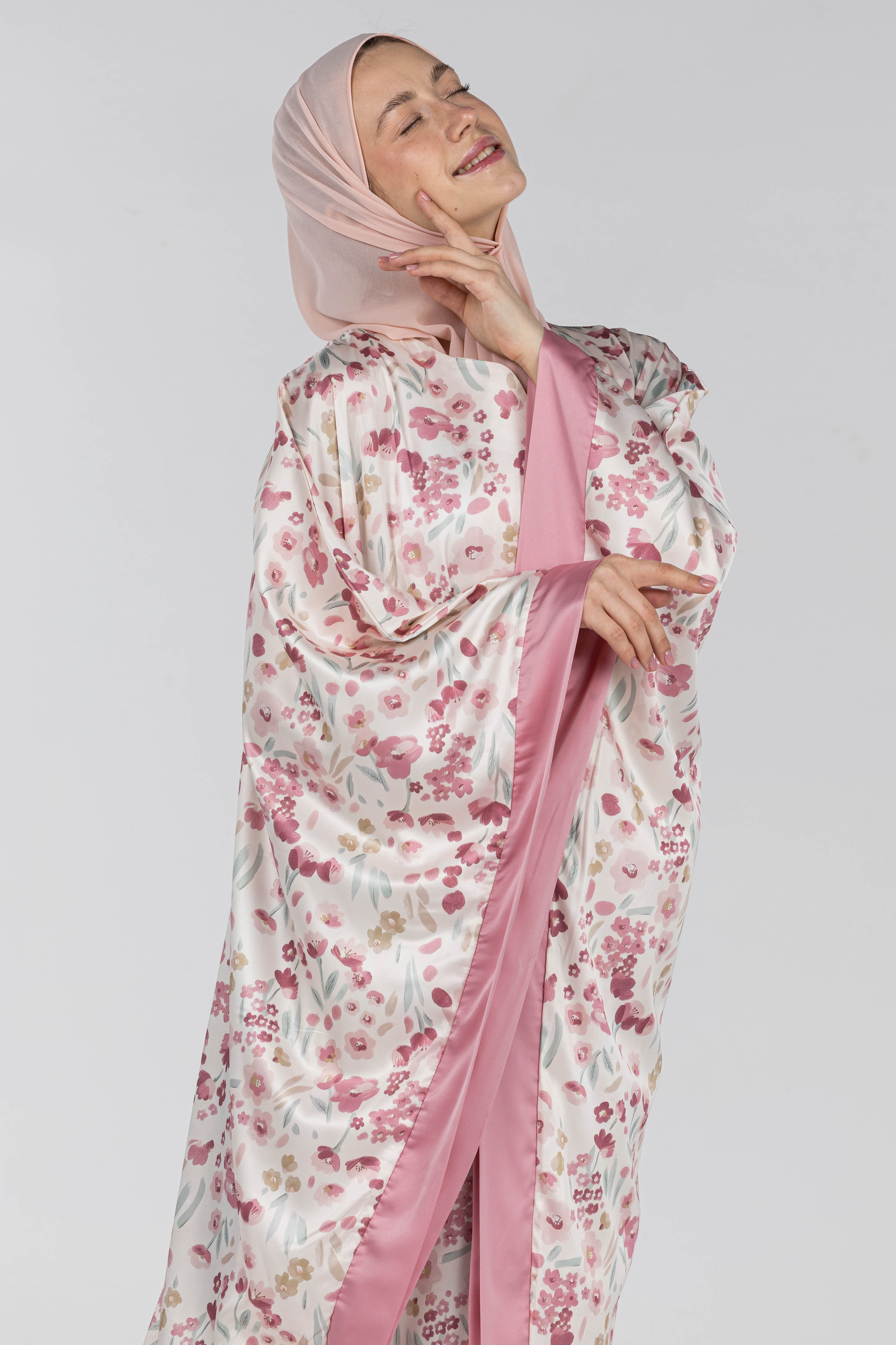 Peony Bloom | Silk Satin Abaya