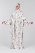 Ethereal Flora Full Esdal front view – Silk Satin modest wear – Femme Egypt