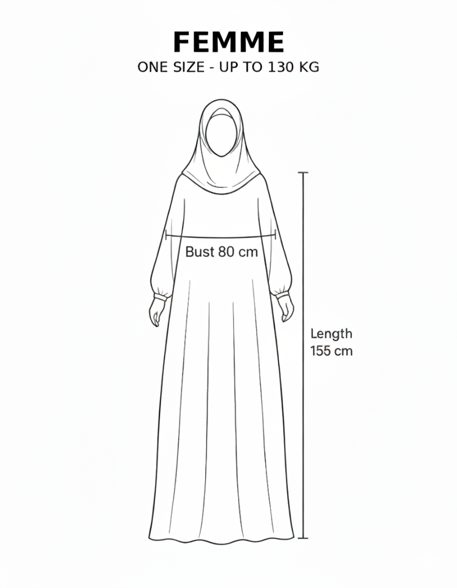 esdal size chart one size up to 130 kg length 155 cm and bust 80 cm